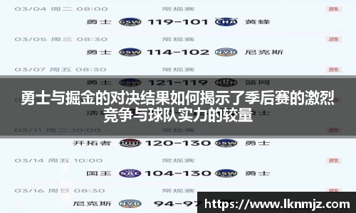 勇士与掘金的对决结果如何揭示了季后赛的激烈竞争与球队实力的较量